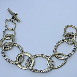 Chloe & Isabel Brushed Gold Oval Link Rhinestone Toggle Bracelet
